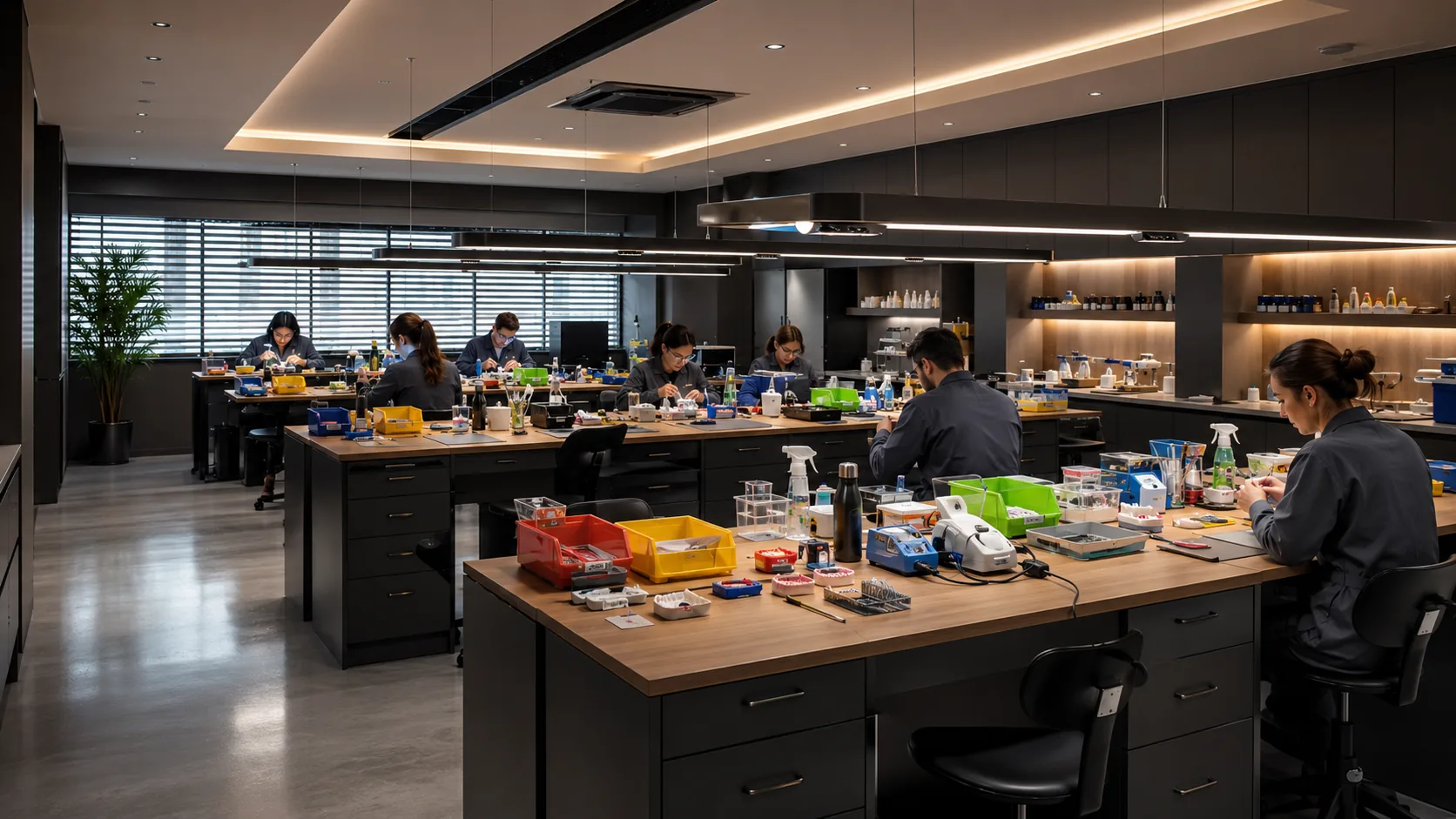 Técnico em prótese dentária trabalhando