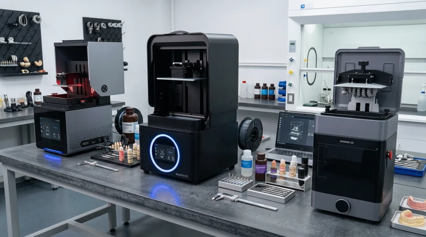 Impressoras 3D em bancada de laboratório